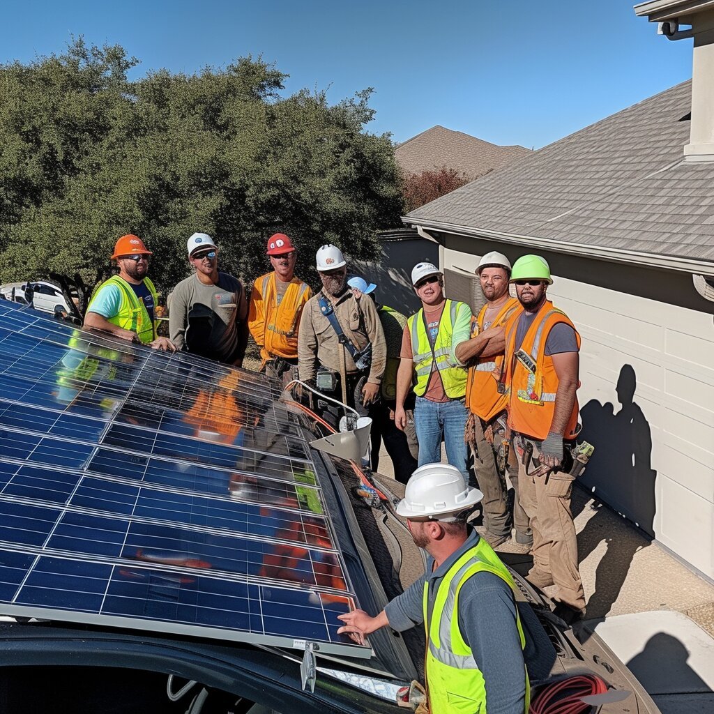 Solar Panels Dallas Employee solar team by equipment truck 2