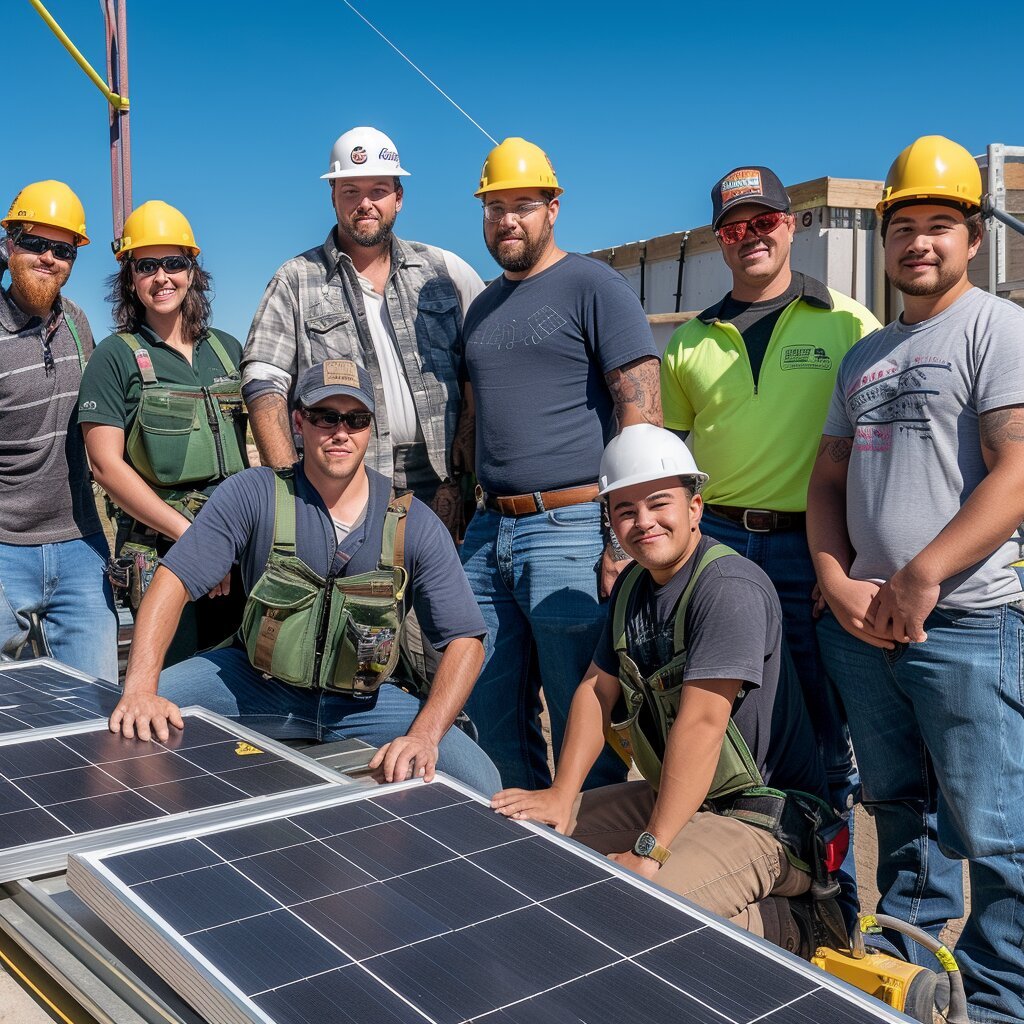 Solar Panels Dallas Employee solar team by equipment truck